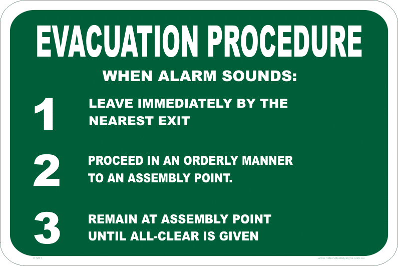 Evacuation Procedure sign E1261