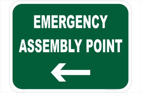Emergency Assembly Point Left sign