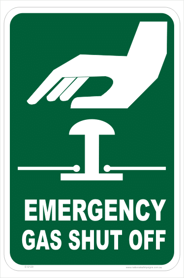 Emergency Gas Shut Off sign