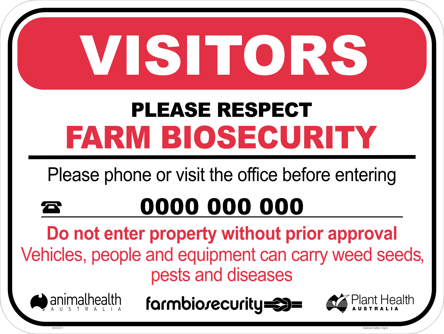 Farm Biosecurity Sign EN32227