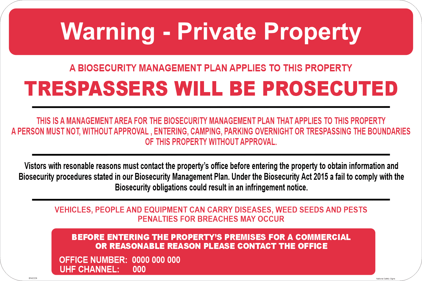 Private Property - Management Area EN32228