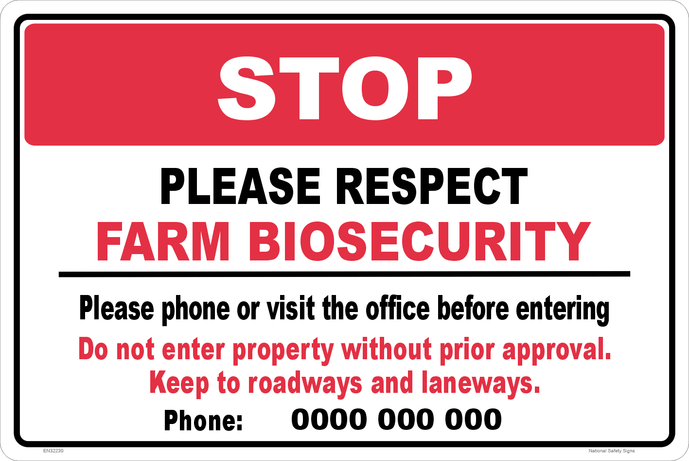 Biosecurity Sign EN32230