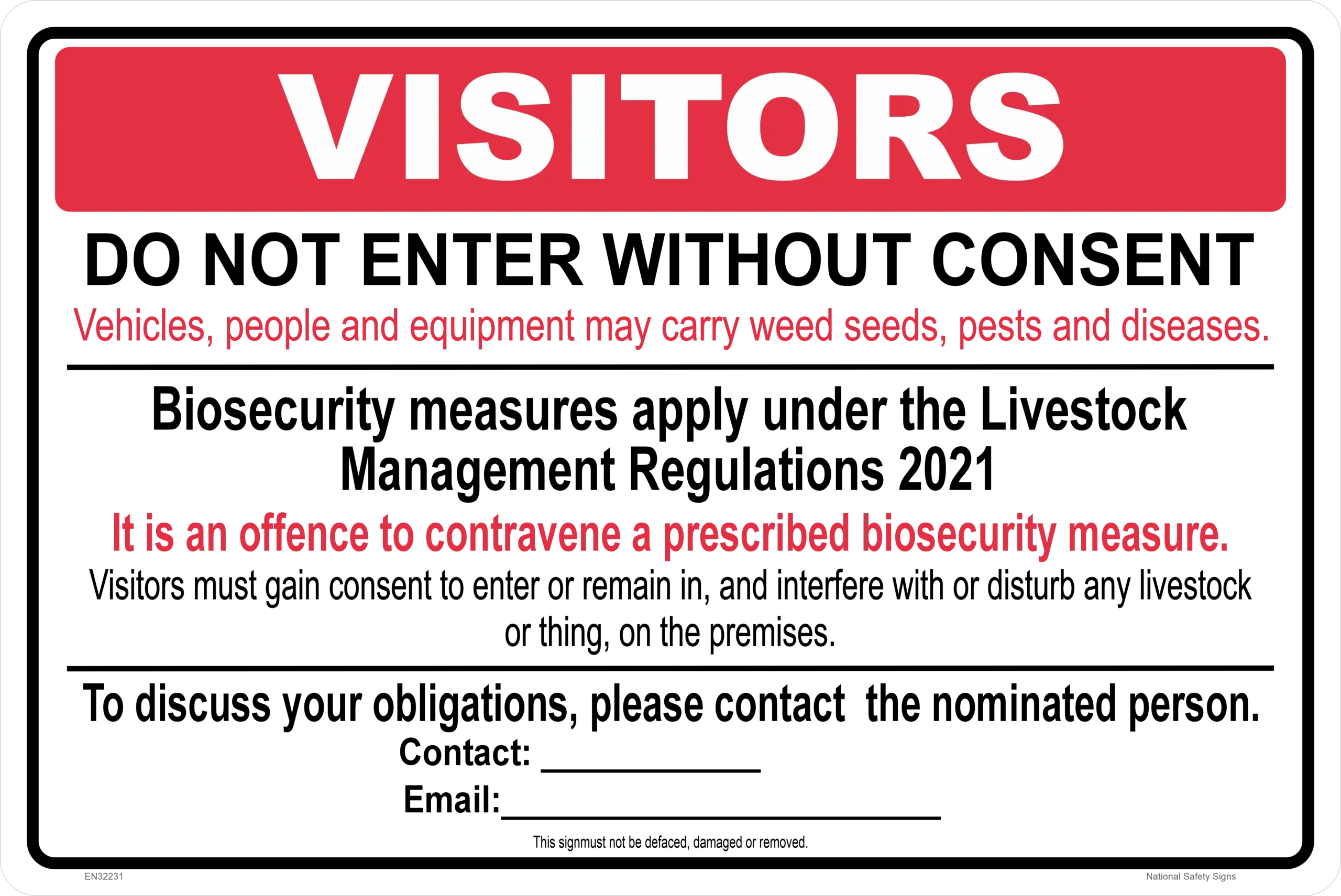 Farm Biosecurity Management Sign EN32231