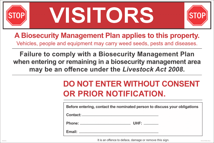 NT Farm Biosecurity Management Sign with Farm Check In Coming Soon EN32234