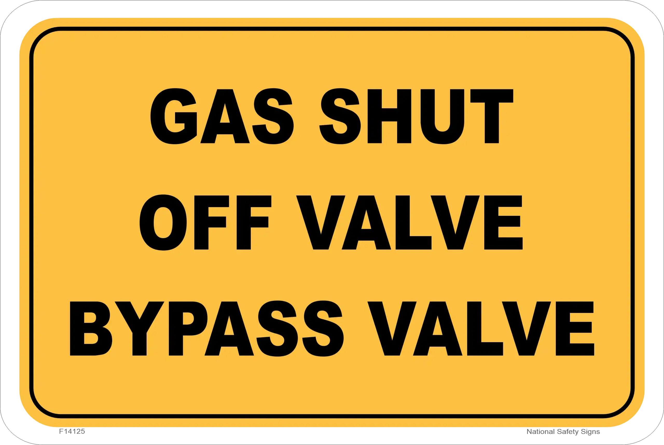 Gas Shut off Valve sign F14125