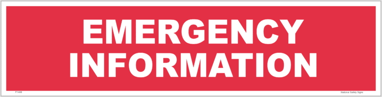 Emergency Information sign F1468