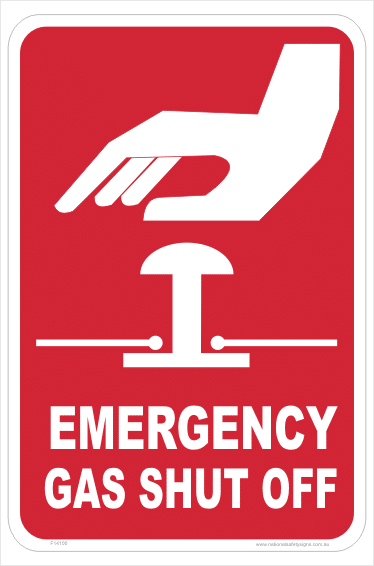 Emergency Gas Shut Off sign