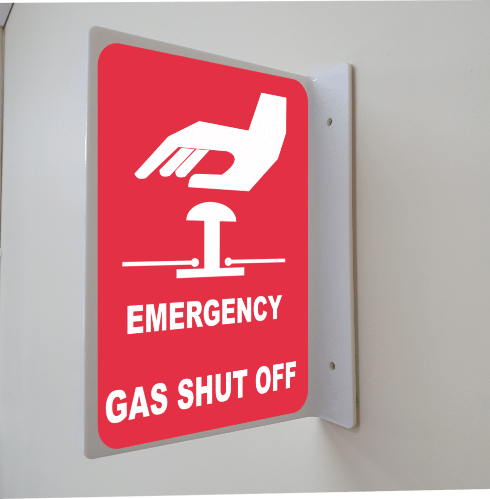 Gas Shut Off Valve Projection Wall Sign F14136