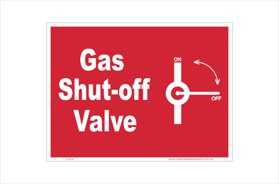 Gas shut off valve sign