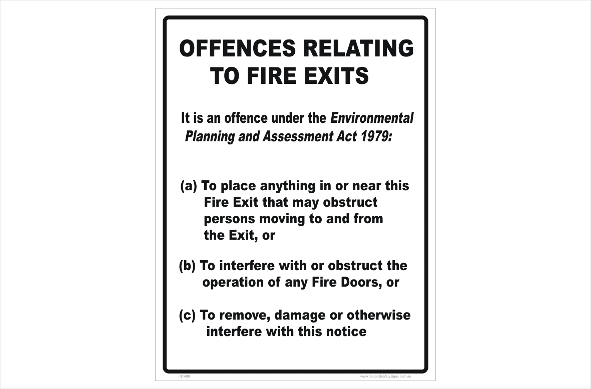Fire Exit Offences Act 1979 sign