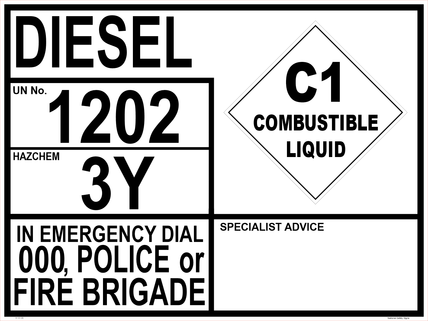 Emergency Information Panel (EIP) Diesel H15188