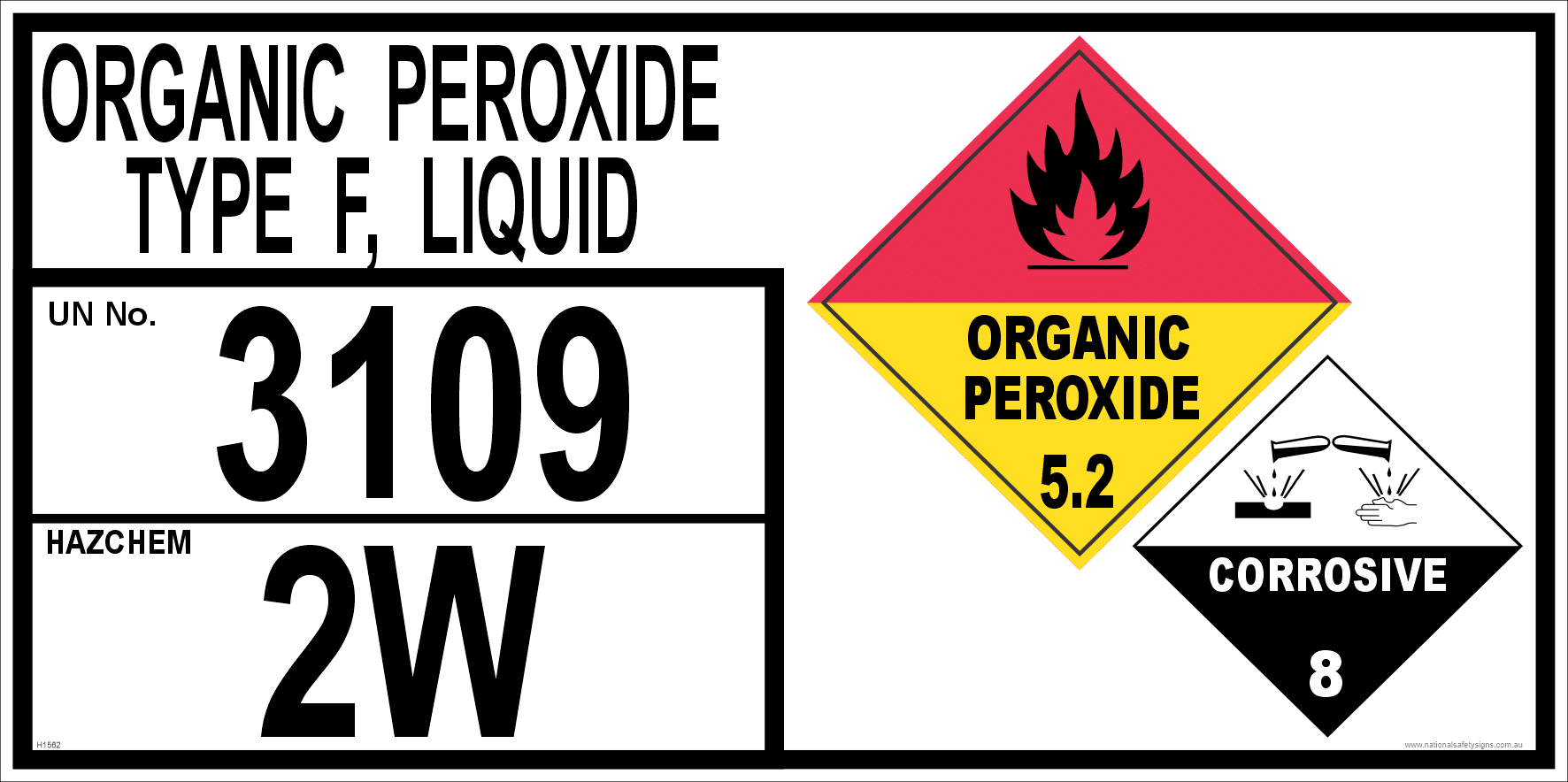 Storage Emergency Information Panel Organic Peroxide H1562