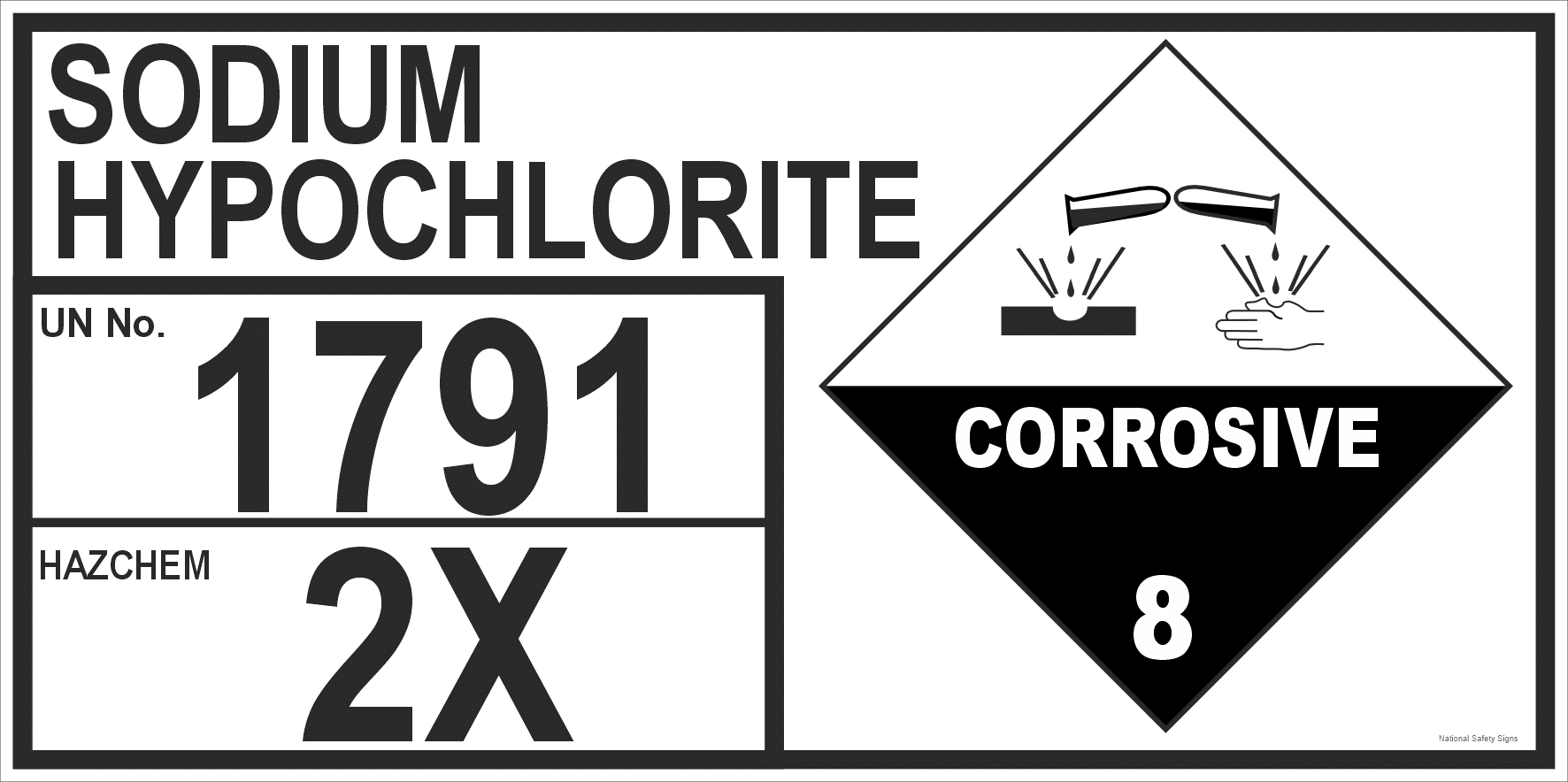 Storage Emergency Information Panel Sodium Hypochlorite H1564