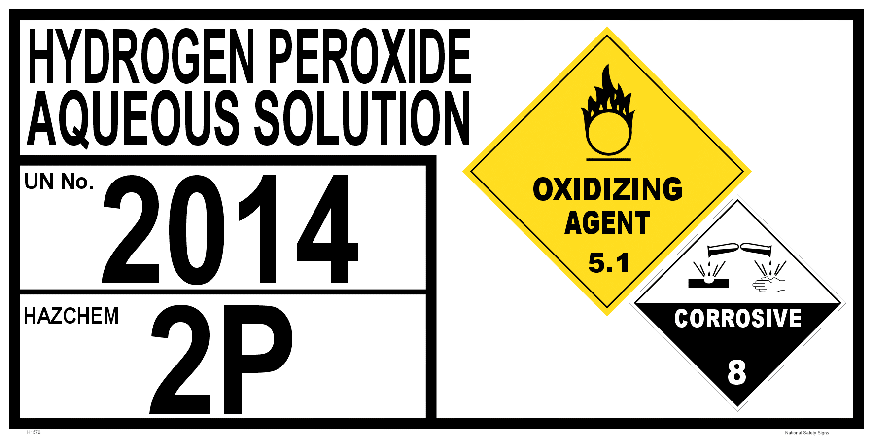 Hydrogen Peroxide Storage placard H1570