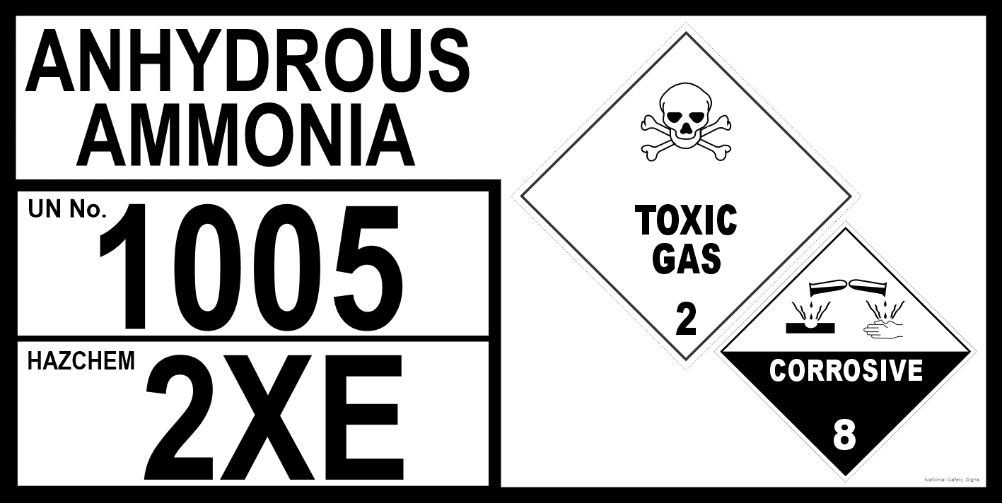 Dangerous Goods Storage Panel Anhydrous Ammonia H1584