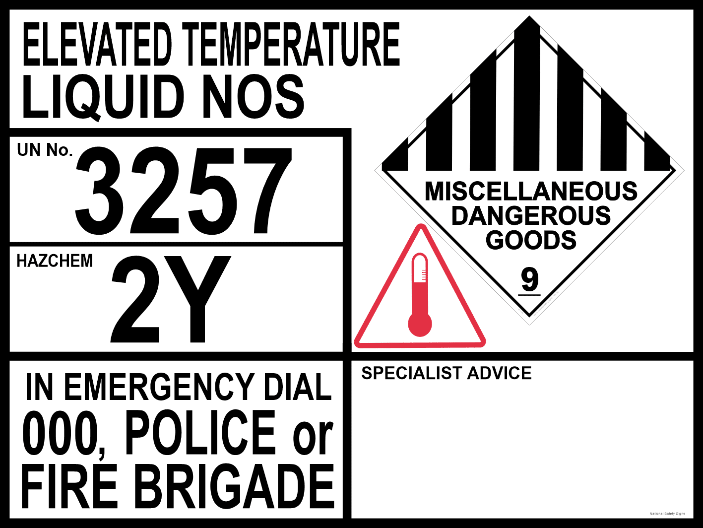 Emergency Information Panel Elevated Temperature H1593