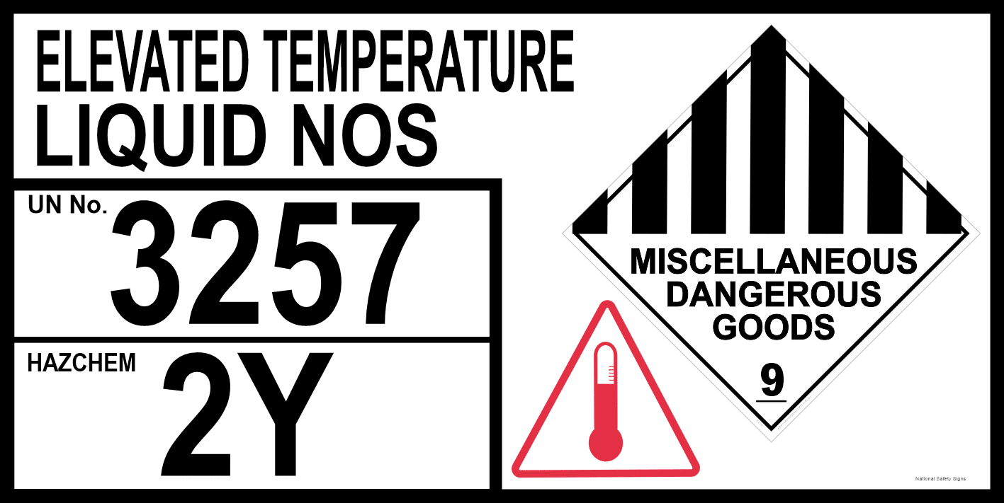 Dangerous Goods Storage Panel Elevated Temperature Liquid NOS H1594