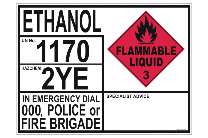 Ethanol EIP Hazchem Transport Sign H15113