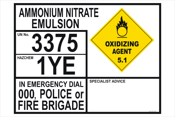 Ammonium Nitrate Emulsion transport Panel