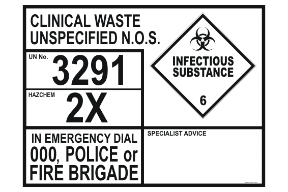Clinical Waste Transport Placard