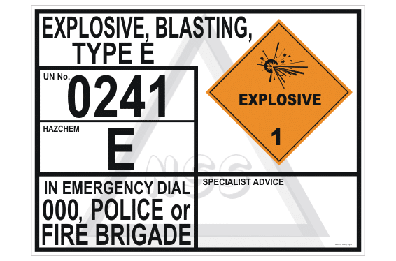 Explosive Blasting Type E transport panel