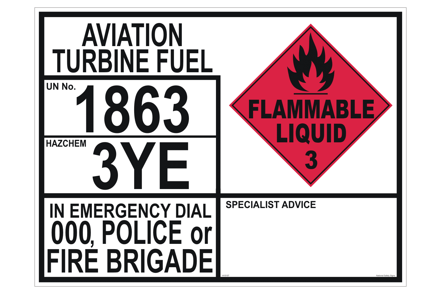 Aviation Turbine Fuel Emergency Information Panel H15157