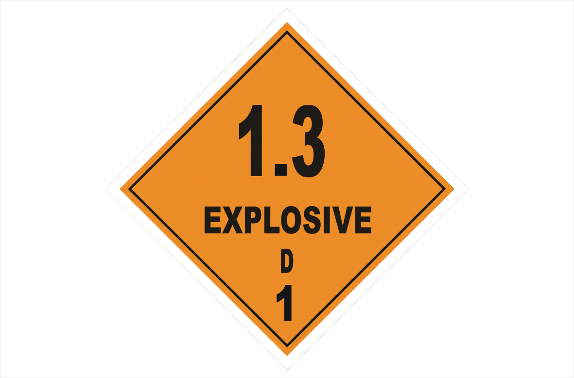 Class1 Div 1.3 D Explosive sign