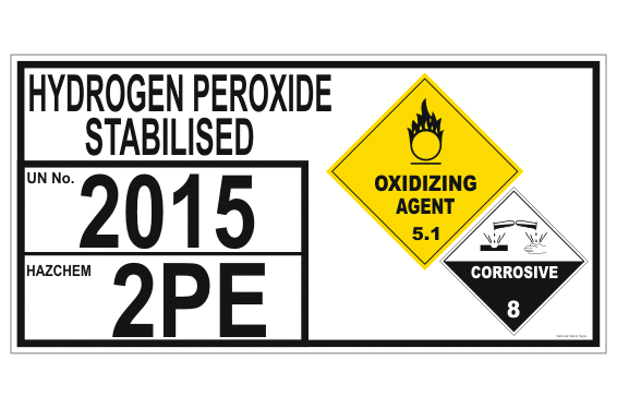 Hydrogen Peroxide Stabilised Storage placard