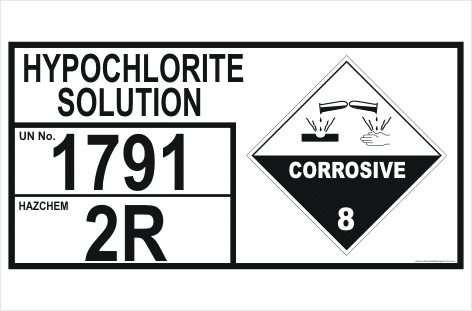 Dangerous Goods Storage Panel Hypochlorite Solution