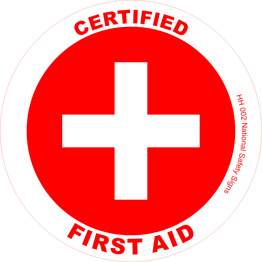 Certified First Aid Hard Hat sticker HH 002