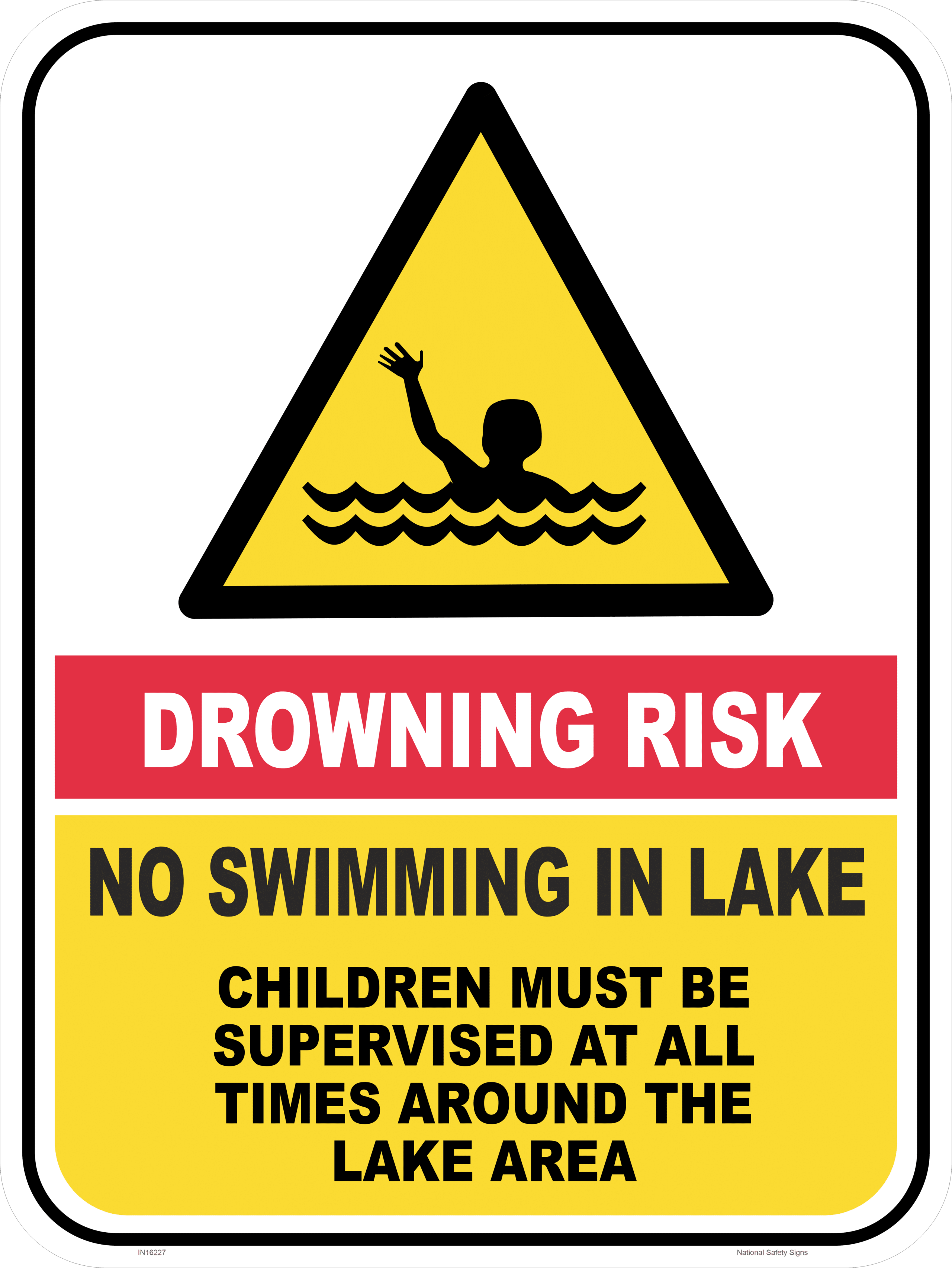 Drowning Risk Lake sign IN16284