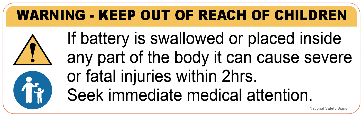Button Battery Keep Out Of Reach Sticker IN16301