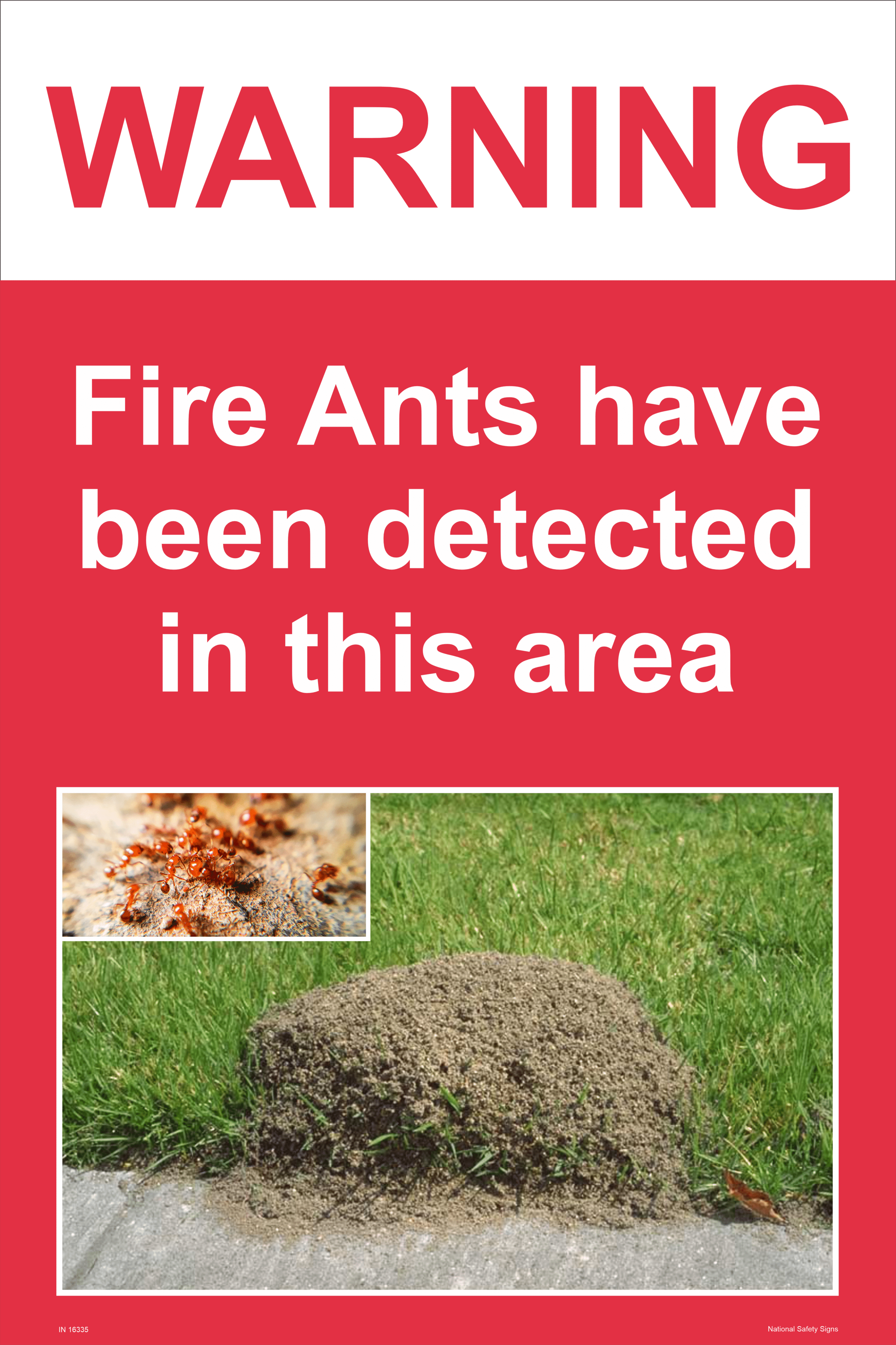 Fire Ant Warning Sign IN16335
