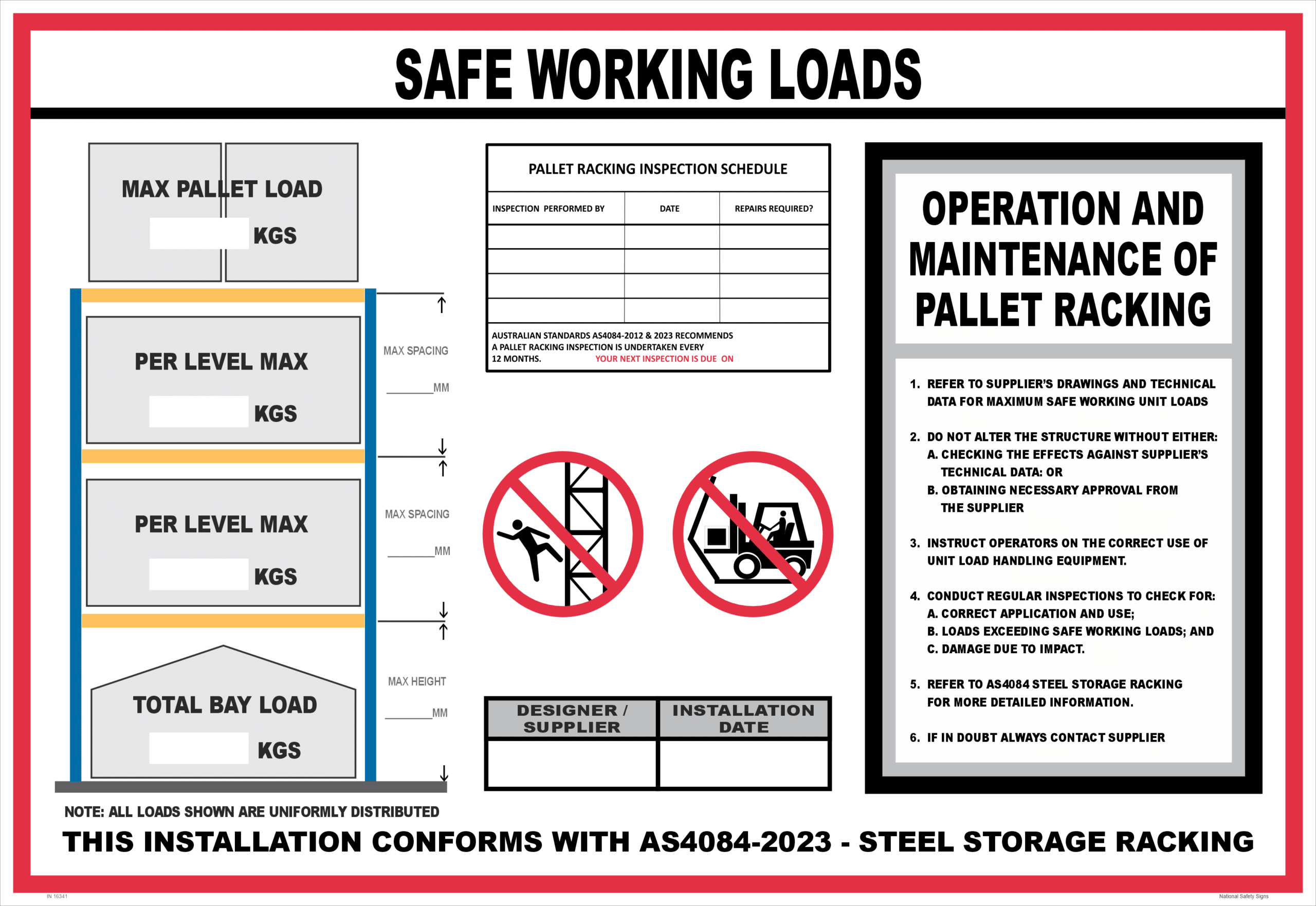 Racking System Information Panel IN16341