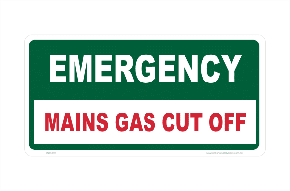 Main Gas Cut Off sign