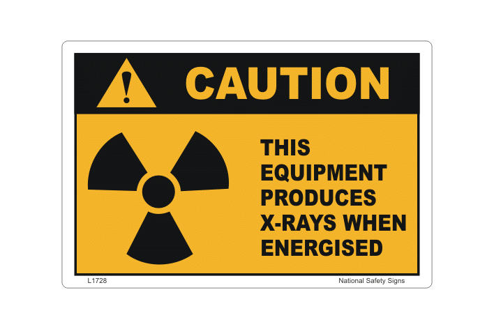 X-rays Produced when Energised sign - x-ray equipment