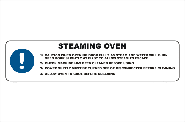 Steaming Oven Use. Steaming Oven warning sign