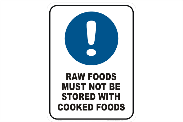Raw foods must not be stored with Cooked Foods