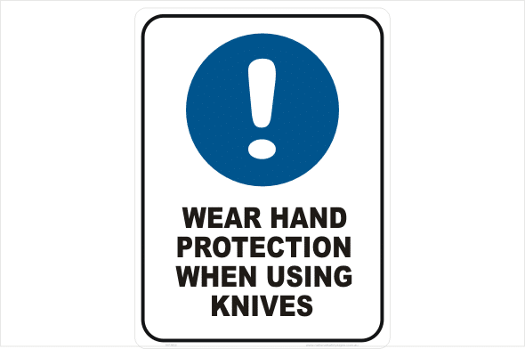 wear Hand protection when using knives