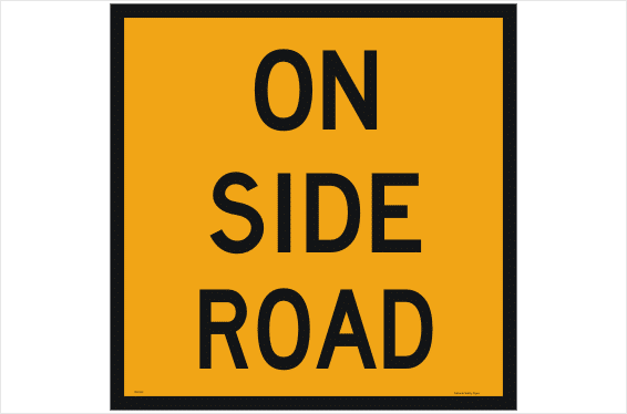 Multi Message Roadworks on side road sign