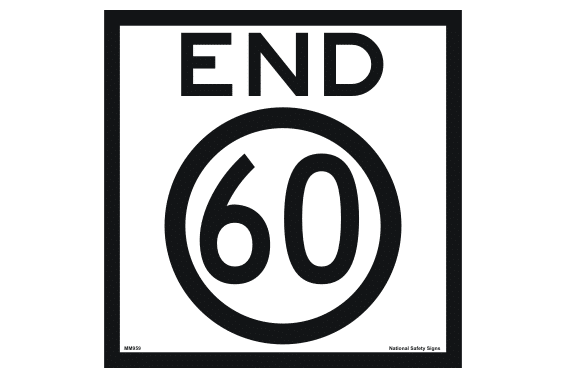 End 60 road sign