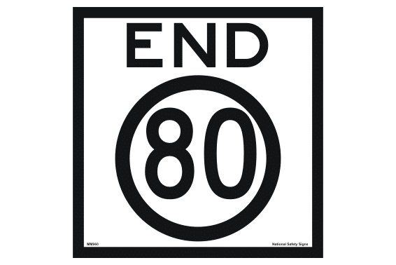 End 80 road sign