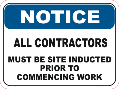 Contractor Induction sign