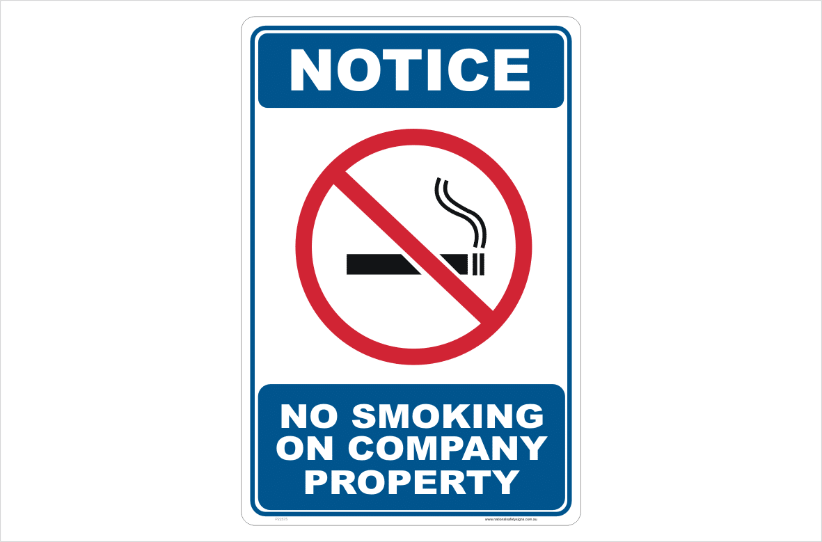 No Smoking on Company Property Sign