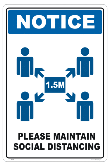 Maintain Social Distancing sign. 1.5 metres