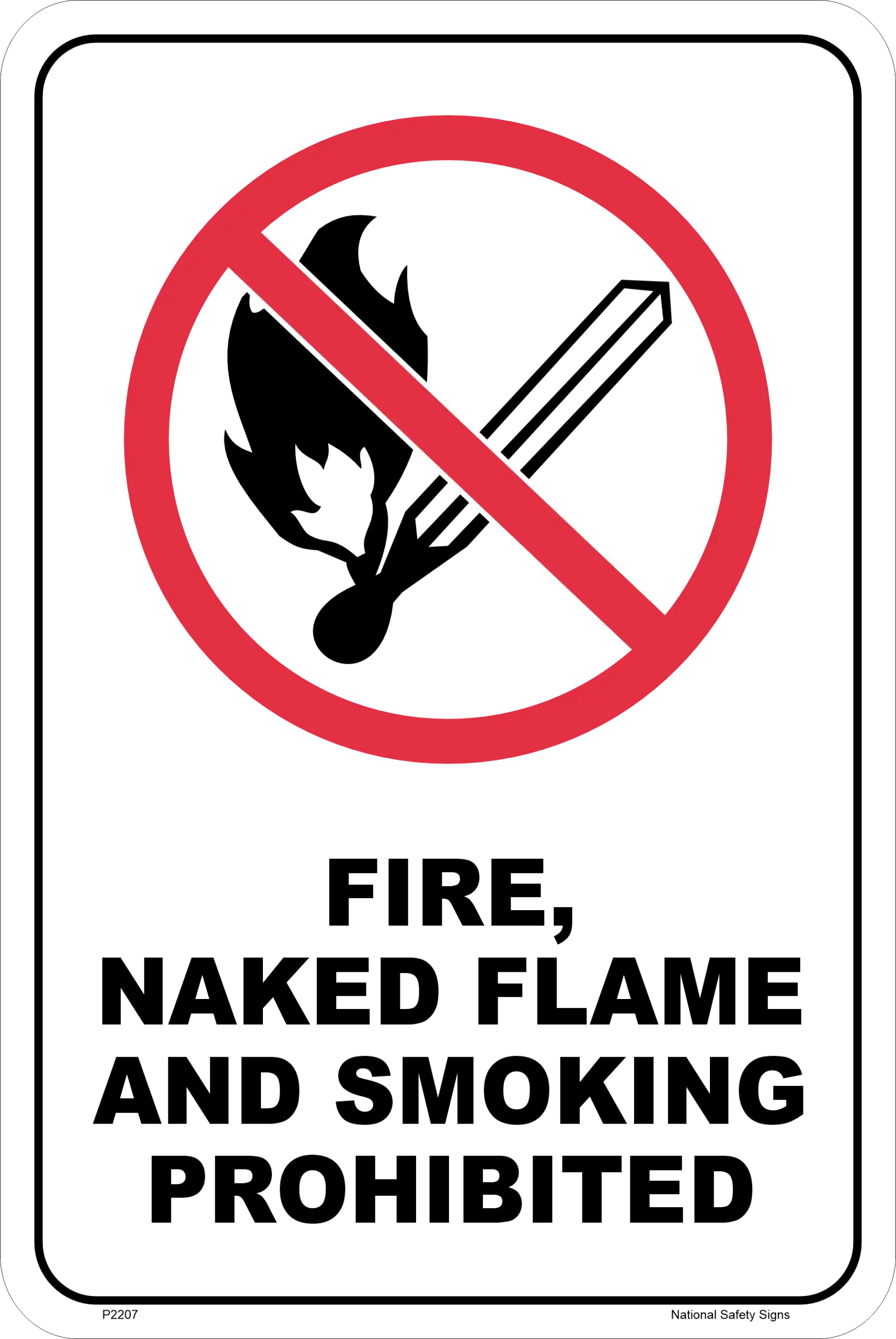 Fire, Naked Flame, Smoking Prohibited sign P2207