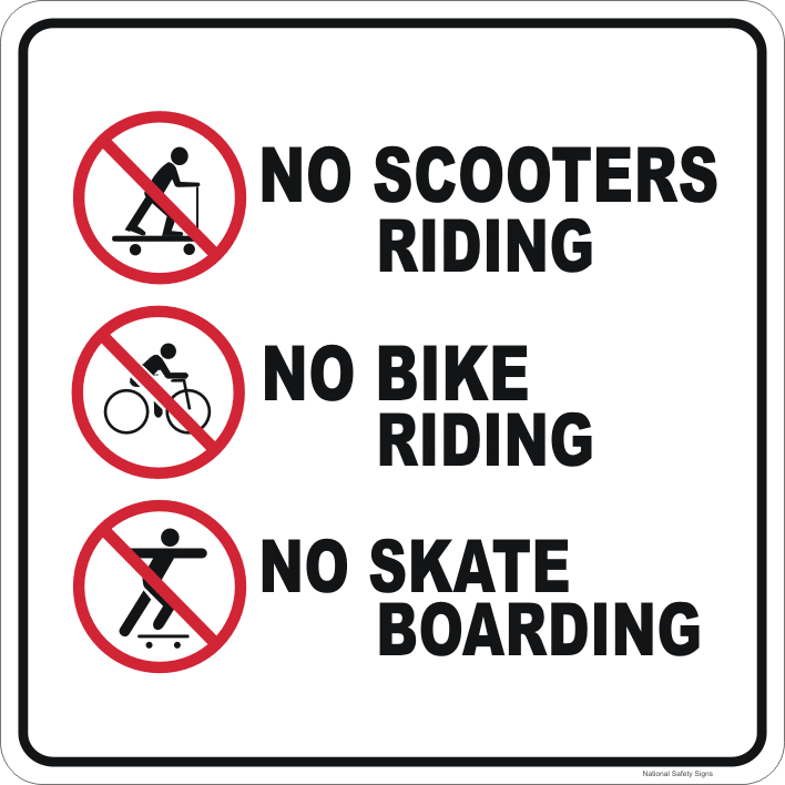 No Scooters No Bike Riding No Skateboarding Signs P22126