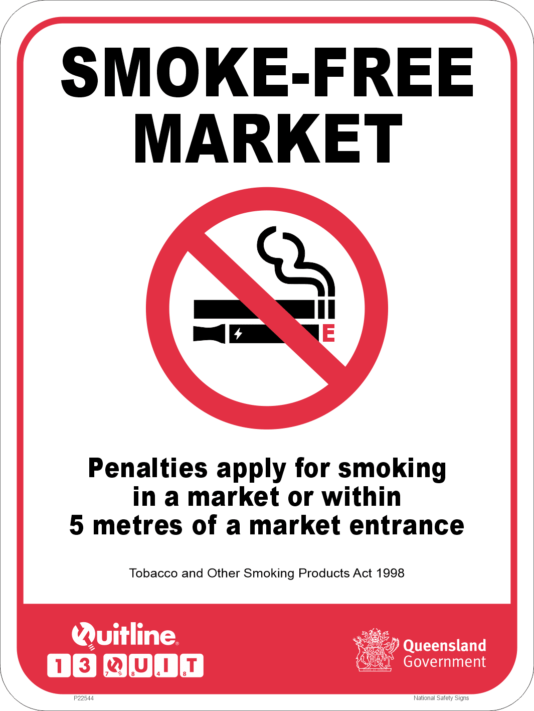 QLD Smoke free market sign P22544