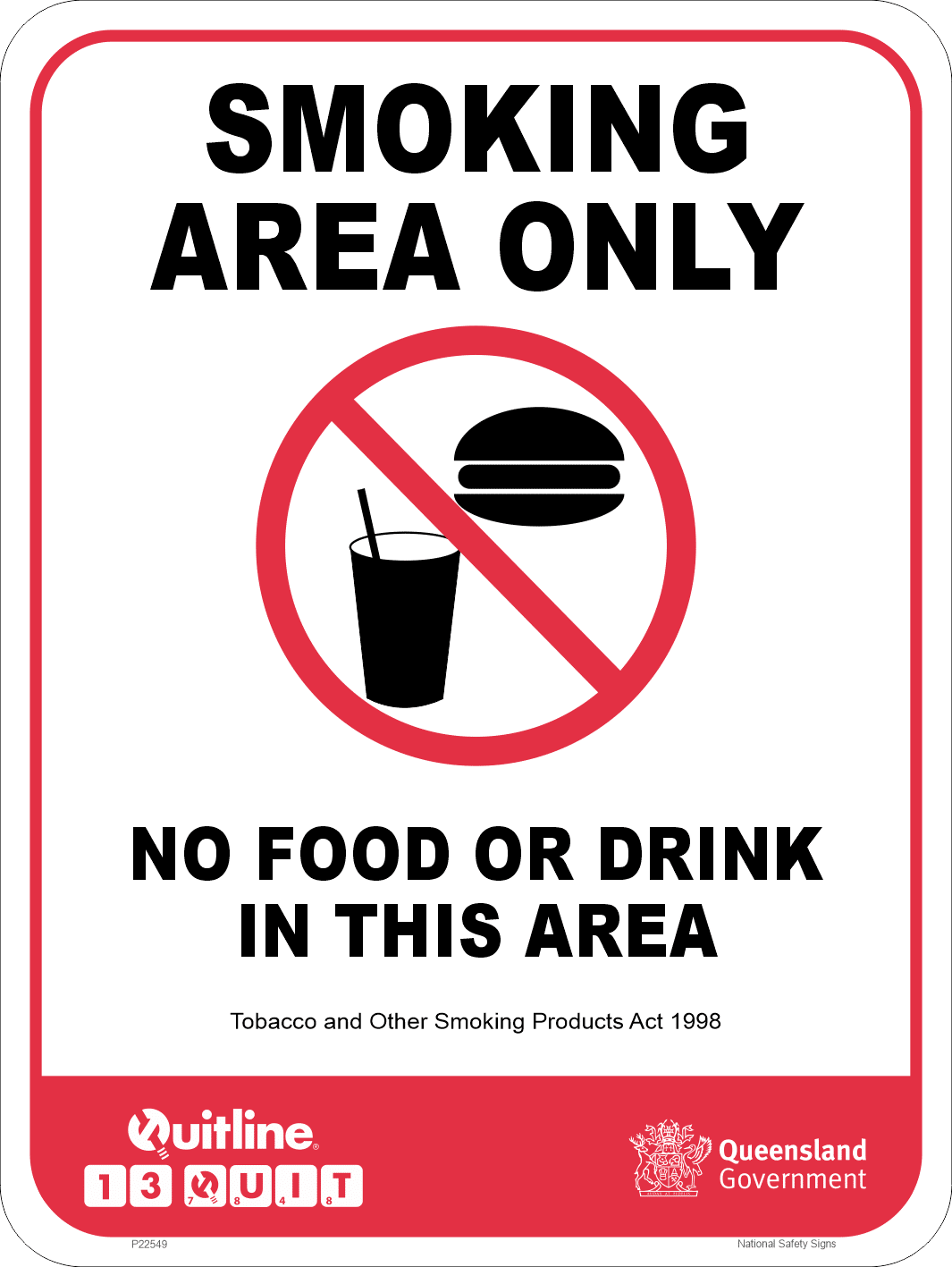 QLD Smoking Only Area sign P22549