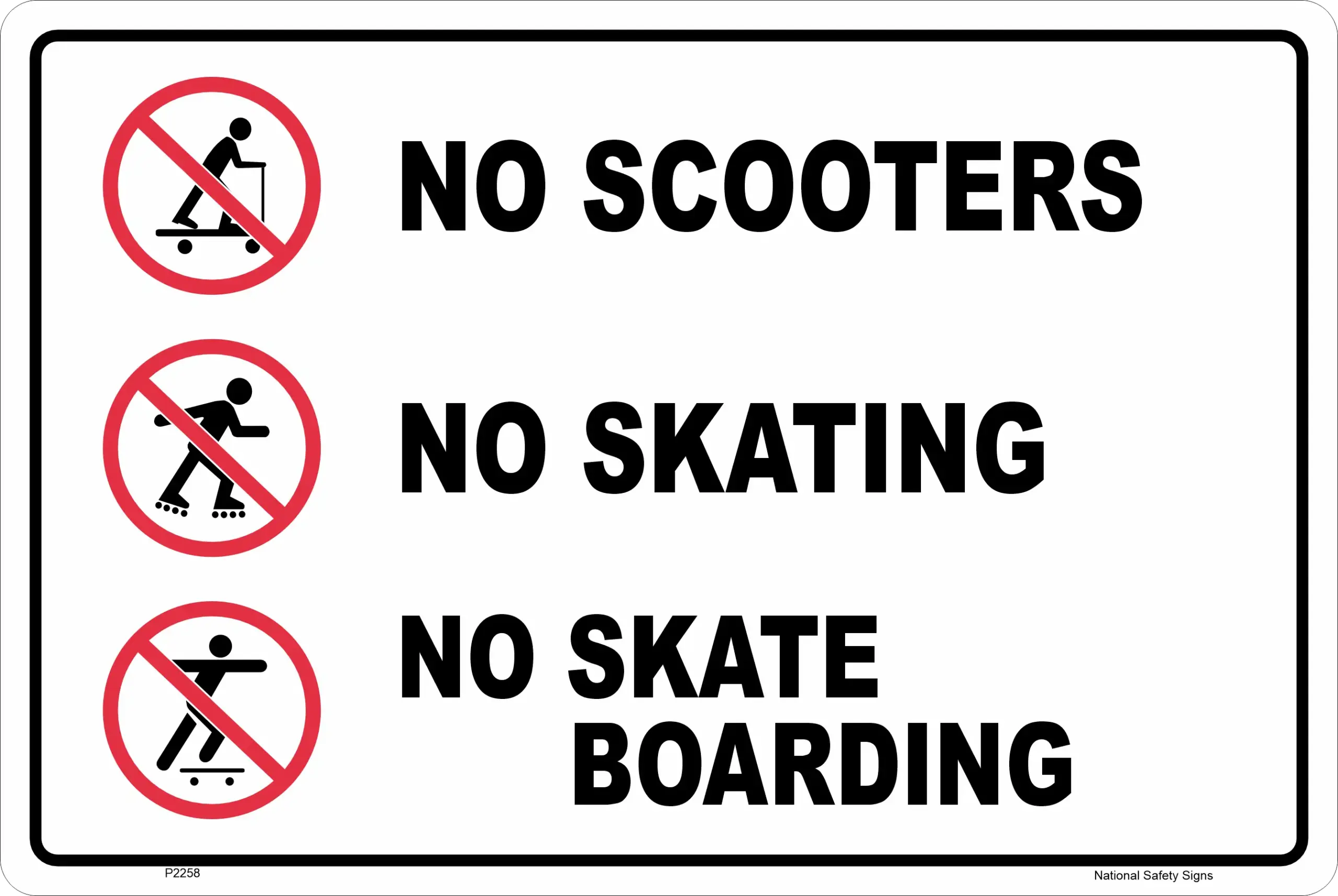 No Scooters No Skating No Skateboarding Signs - Prohibition Sign P2258